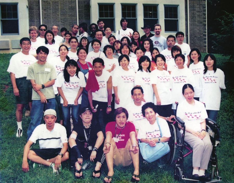 JCFN gathering in matching t-shirts, 1990s