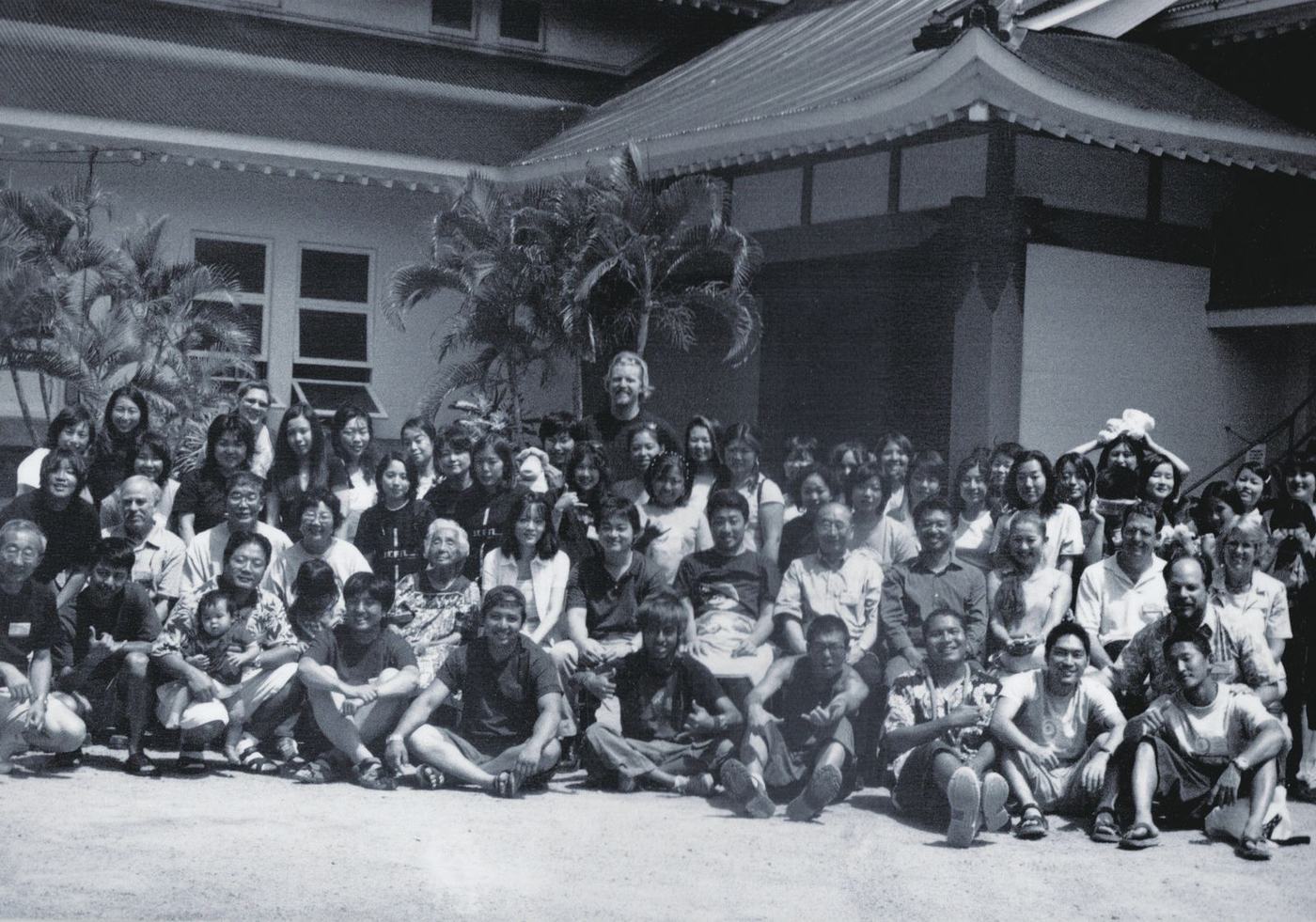 A JCFN gathering photographed in black and white, early years